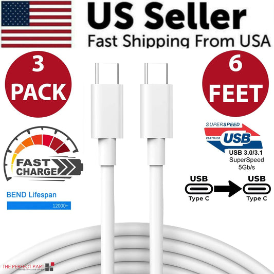 3-Pack 6FT QuickCharge USB-C Cable Set